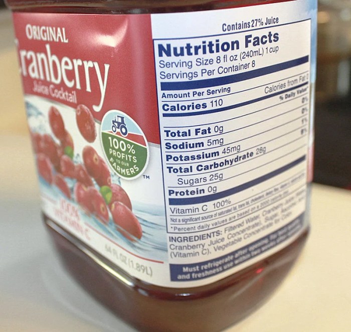 Cranberry juice nutrition facts