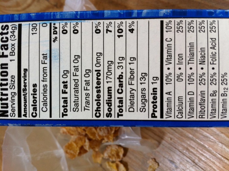 Frosted flakes nutrition facts