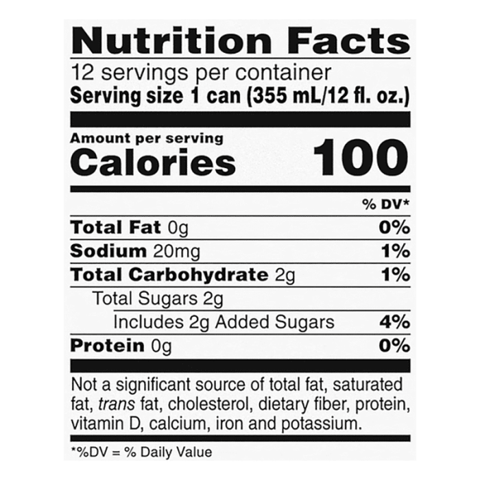 White claw nutrition facts